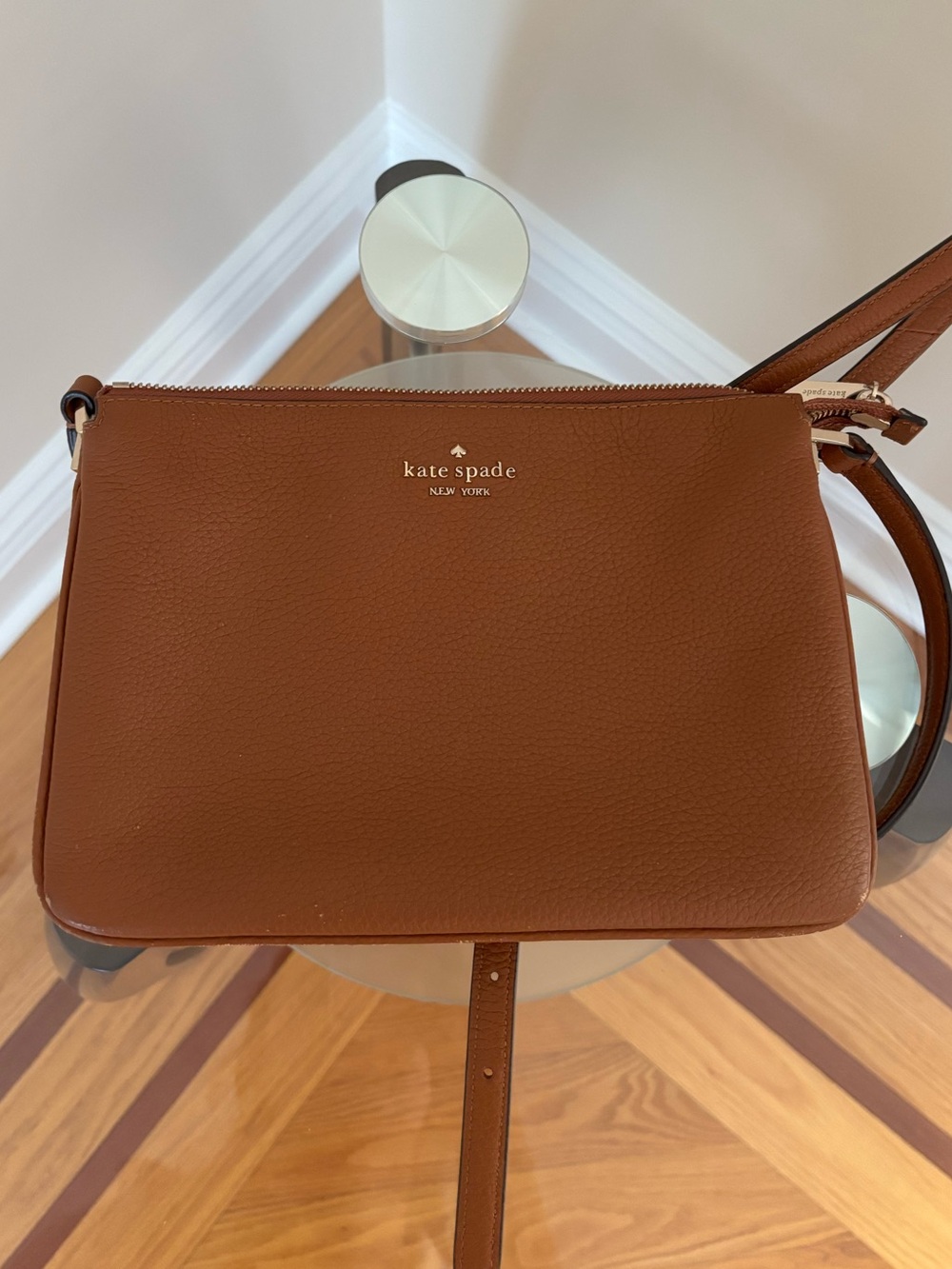 Kate Spade tan leather pebbled crossbody bag